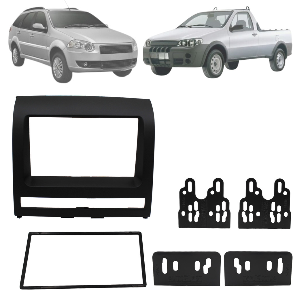 Moldura De Painel 2 Din Multimidia Dvd Mp5 Idea Strada Siena Palio 2003 Até 2012