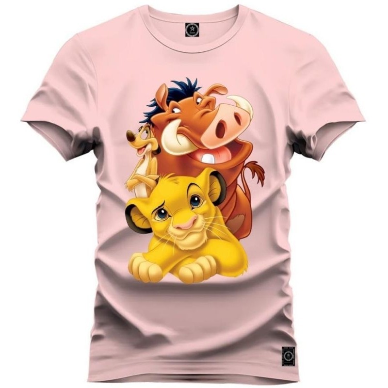 Camiseta Simba Timão e Pumba estampado 100% algodao Rei Leao Lançamento Unissex Plus Size Infantil