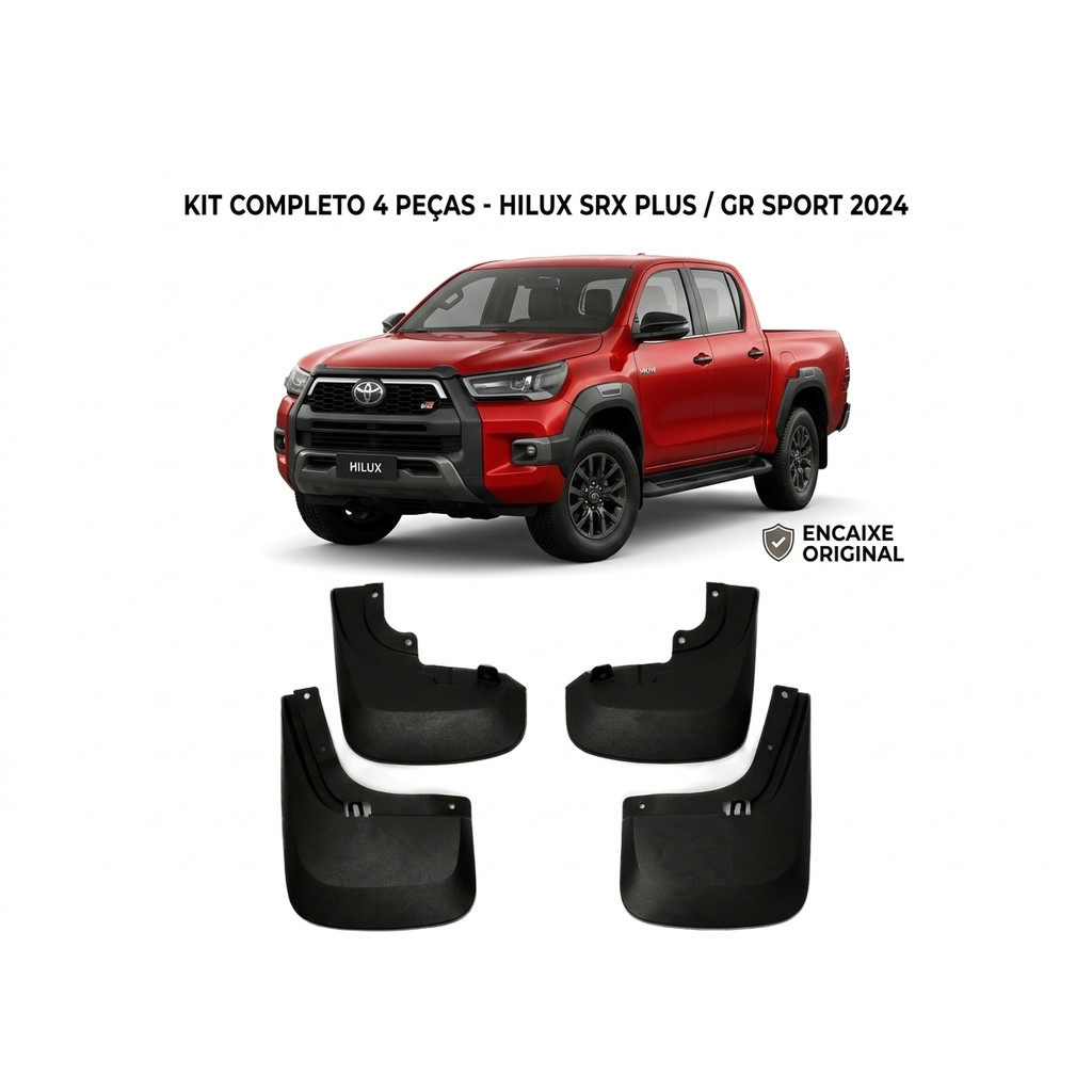 Kit Apara Barro Hilux 2024 SRX Plus GR Sport Lameira 4 Peças Encaixe Original
