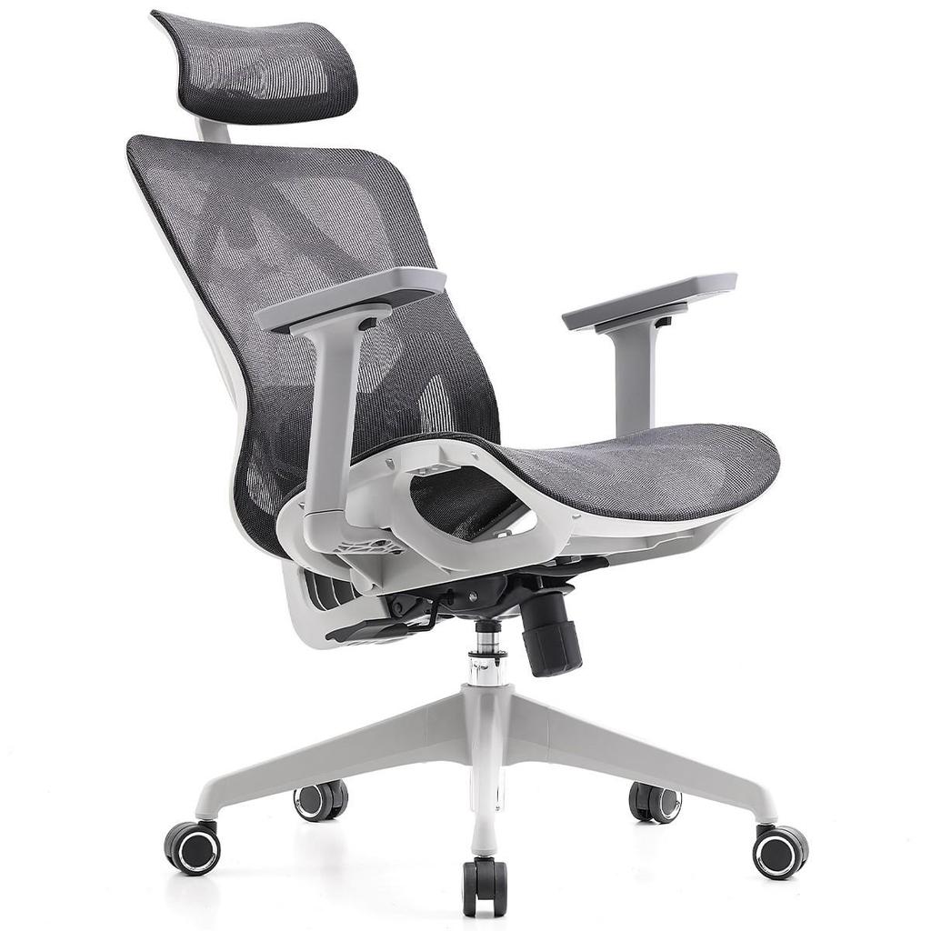 Cadeira de Escritório Dr. Office Ergo, Mesh, 3D, Altura Ajustável, Branco e Cinza, DR-CH-EGR3DWGF · foto 2