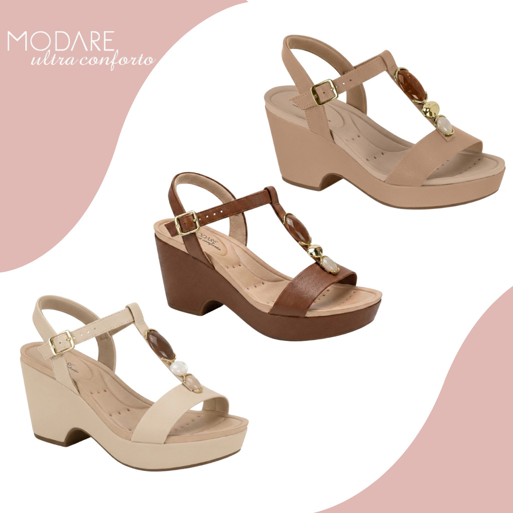 Sandália Plataforma Anabela Salto Grosso Modare Ortopédica 7137.150 em Oferta na Shopee