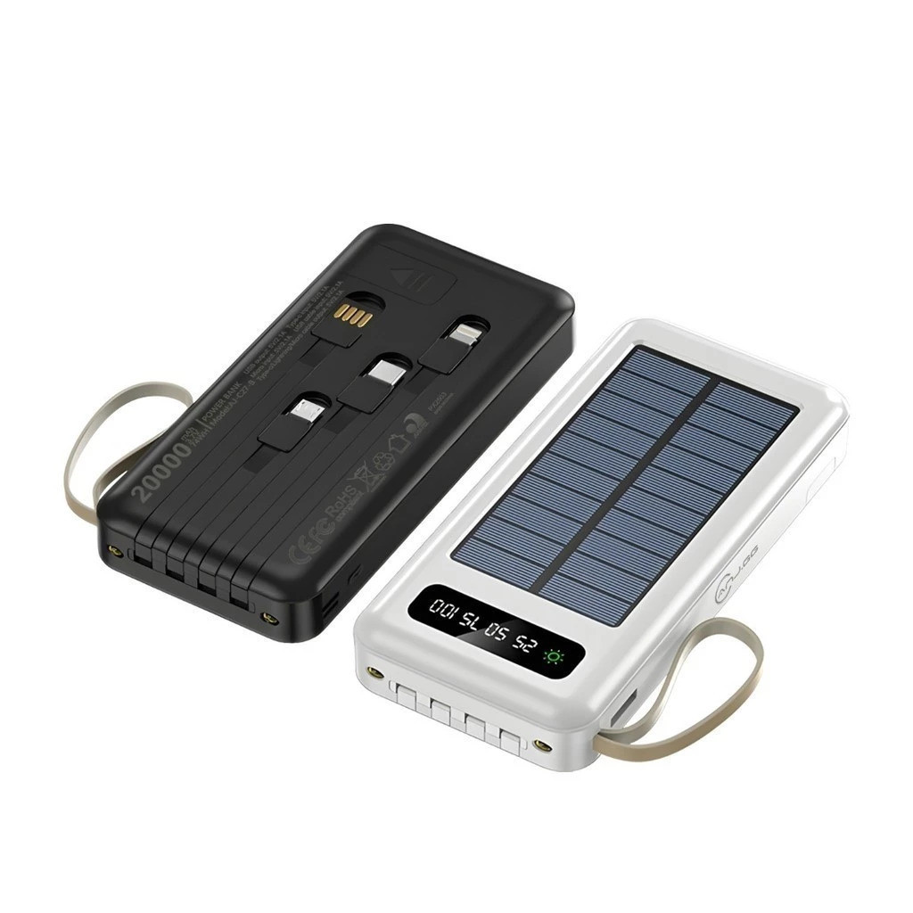 Carregador Portátil Power Bank Solar 20.000mah Com cabos 5 Em1 LED lanterna-SOL TECHO