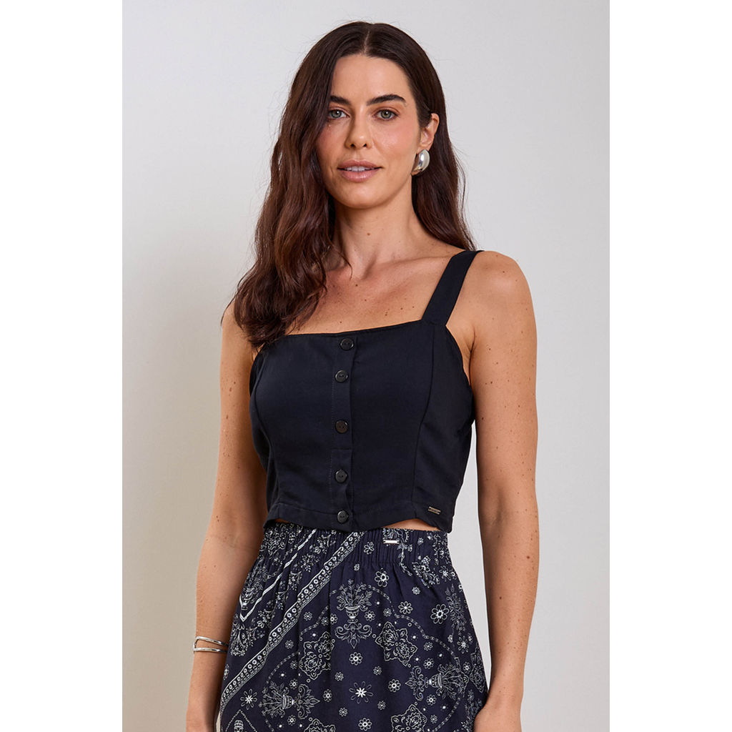 Regata Feminina Cropped Marialícia Preto em Oferta na Shopee