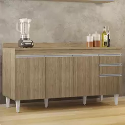 Balcão de Cozinha para Pia com Tampo 160cm Arkansas Castanho - Lumil