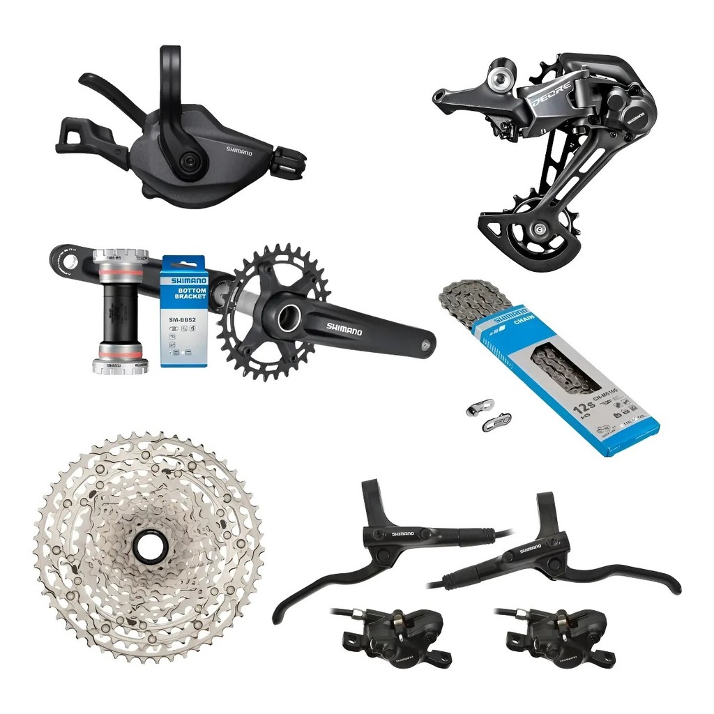 Kit Grupo Deore 1x12 M6100 Shimano + Freio Disco Mt200 Mtb