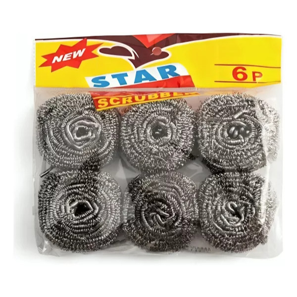 Kit 6 Esponjas de Aço Limpeza Pesada Limpa Panela Remove Gordura Dá Brilho Ideal para Cozinha e Utensílios