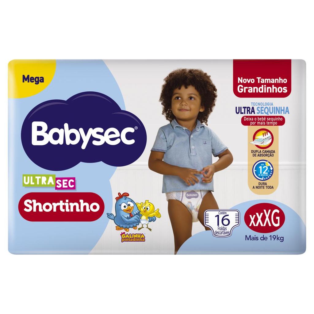 Fralda Babysec Galinha Pintadinha Ultra Shortinho Mega XXXG 16 Unidades em Oferta na Shopee