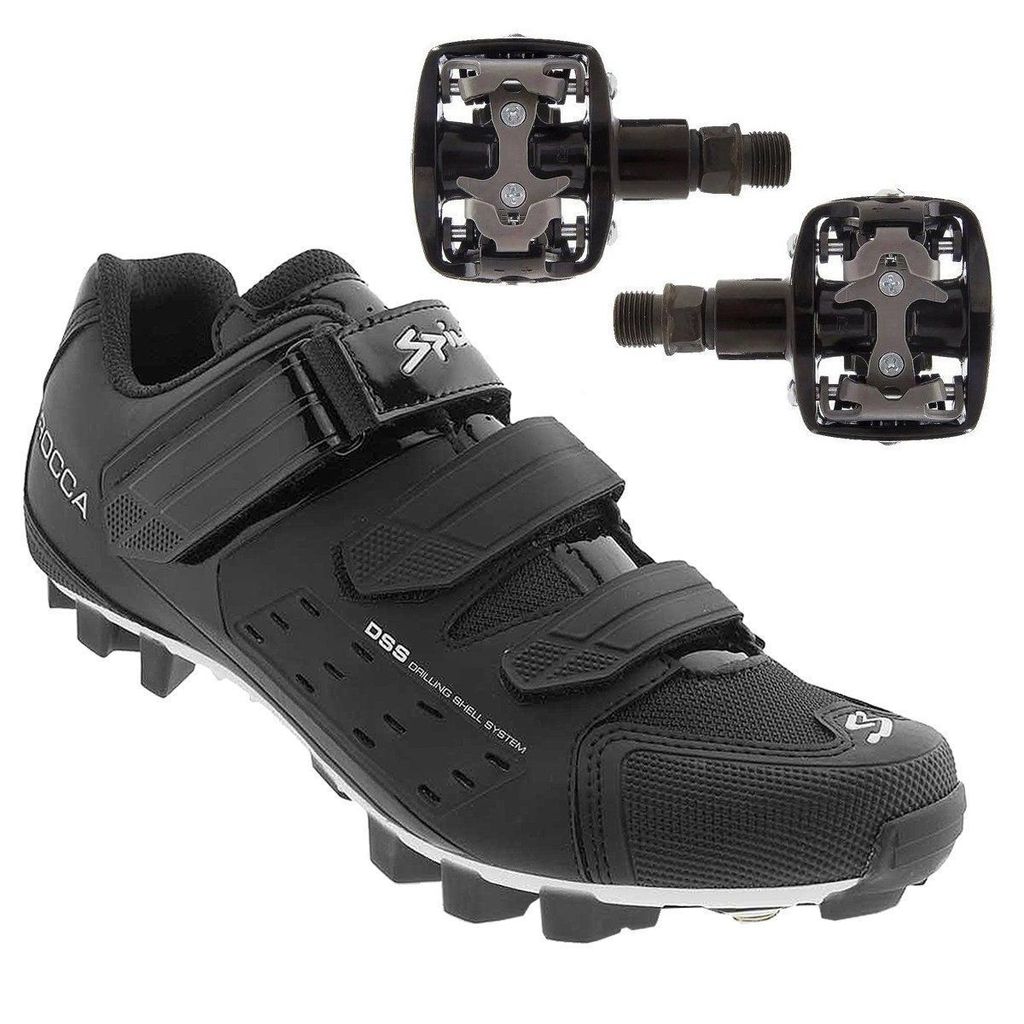 Kit Sapatilha de Ciclismo Spiuk Rocca MTB + Pedal Wellgo Padrão Shimano