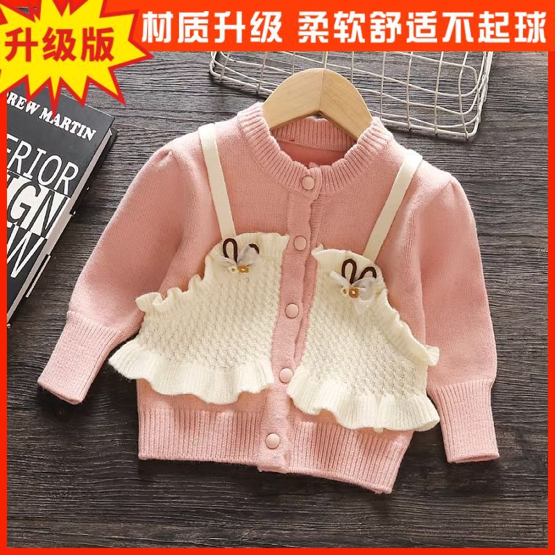 Cardigan meninas de malha anos crianças roupas 1-3-6 feminino moda bacalhau vermelho bebê moda falso estilo ocidental Ne