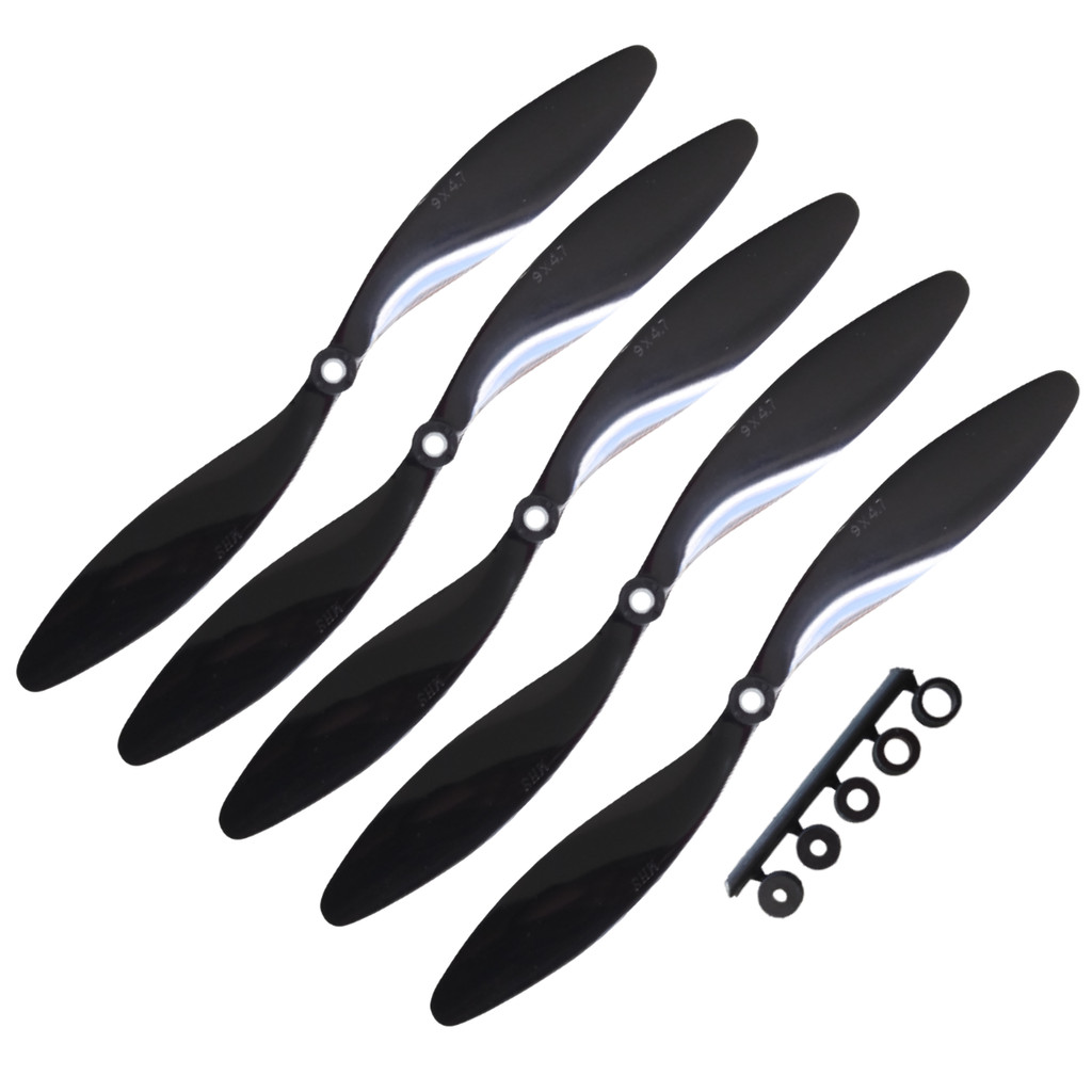5 Hélice Mhs Fly 9/4.7 Voo lento CCW para Aeromodelo Leve RC Motor 1200 -1500kv Slow Fly 22/12 28/22