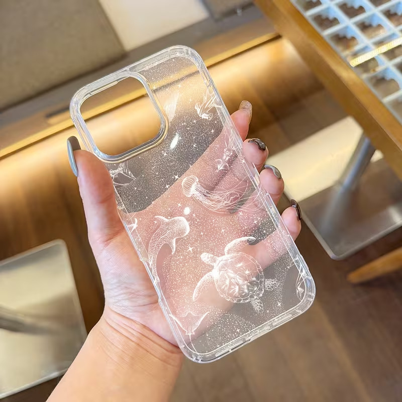 Capinha Capa Para iPhone XR 11 12 13 14 15 16 17 PRO MAX 14 15 16 PLUS Transparente À Prova de Choque tartaruga