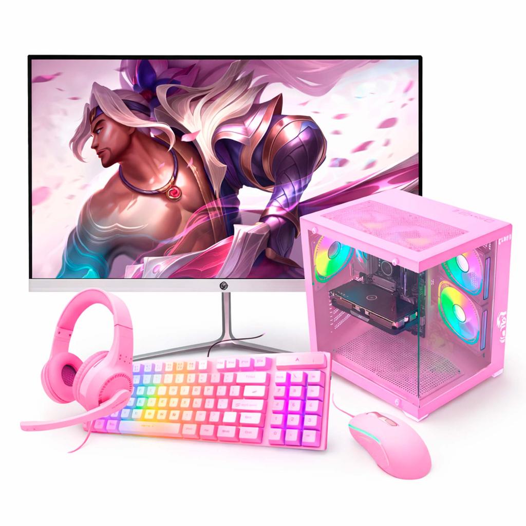 Pc Gamer Rosa Completo Ryzen 5 5600GT 16gb NVME 512GB Monitor 23 Curvo - C/wifi