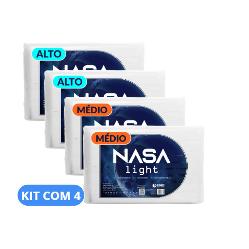 Kit 4 Travesseiros Nasa Light Sonos 2 Médios 12 cm e 2 Altos 14 cm em Oferta na Shopee