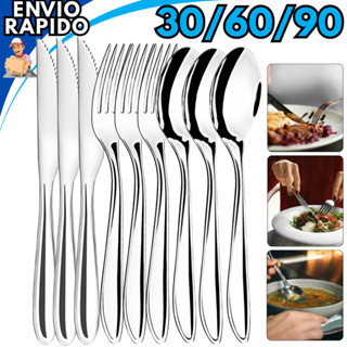 Jogo Talheres Inox 90 Peças Conjunto Completo de Garfo Faca e Colher Para Refeição e Cozinha Profissional em Oferta na Shopee
