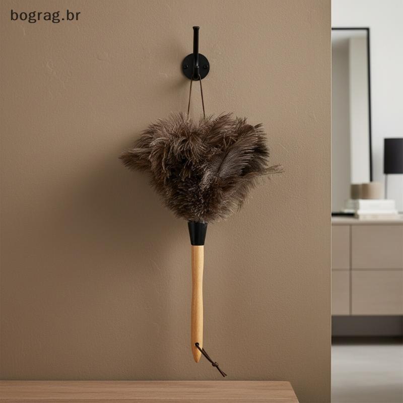 bograg Espanador De Penas Com Cabo De Madeira , Antiestático Para Remoção De Poeira Avestruz , Escova De Pele Ferramenta