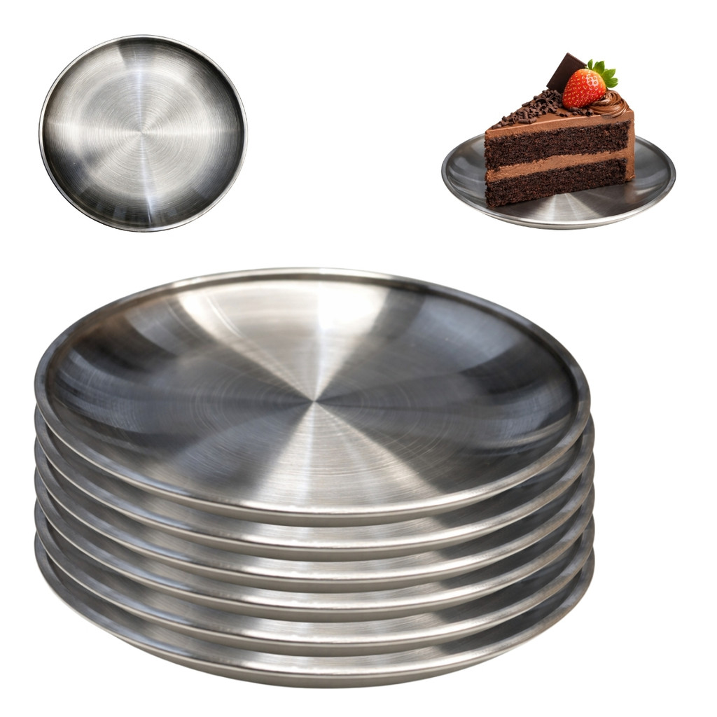 Kit 12 Pratos Inox 14cm Utilidades Domésticas Cozinha
