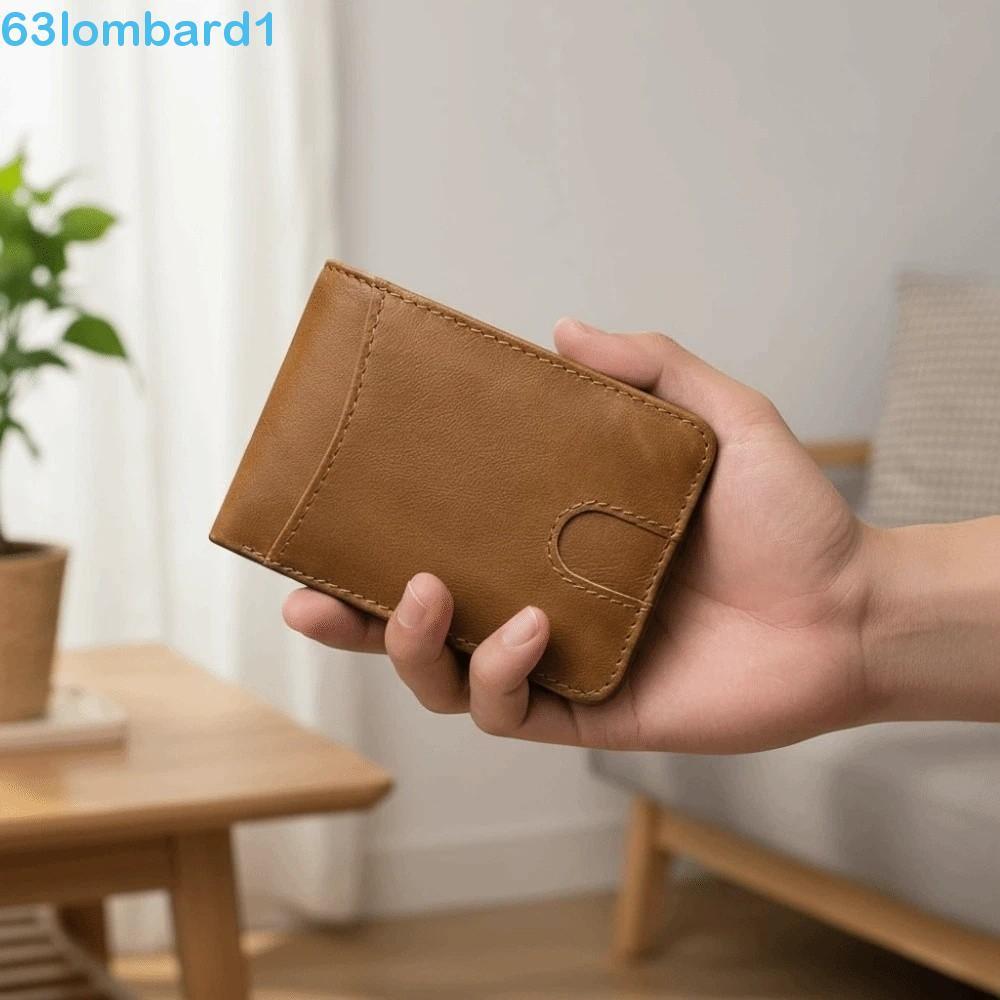 LOMBARD1 Carteira De Couro Fino , Bolsa De Dinheiro Retrô Anti-Perda De Grande Capacidade Moedas Masculina De Água Respi