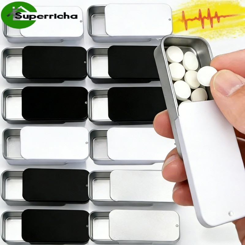 Mini Caixa De Lata Essencial Para Viagem | Organizador Deslizante Compacto Perfume Sólido , Bálsamo Labial , Joias Tampa