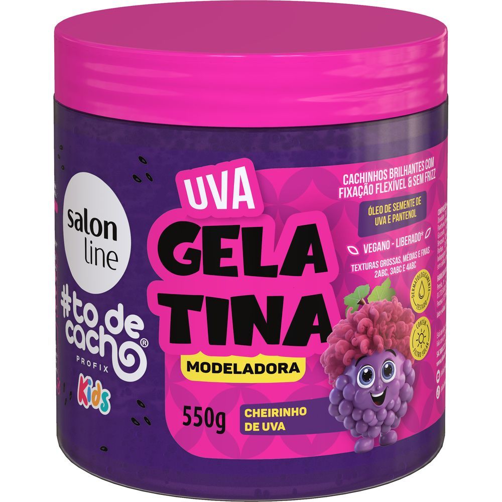 Gelatina Modeladora Salon Line Todecacho Uva Kids 550g em Oferta na Shopee