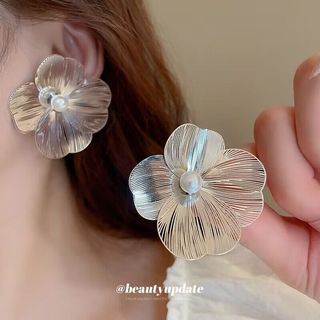 Brincos De Flores De Metal Para Mulheres Europeu E Americano Transfronteiriço Novo Nicho Temperamento