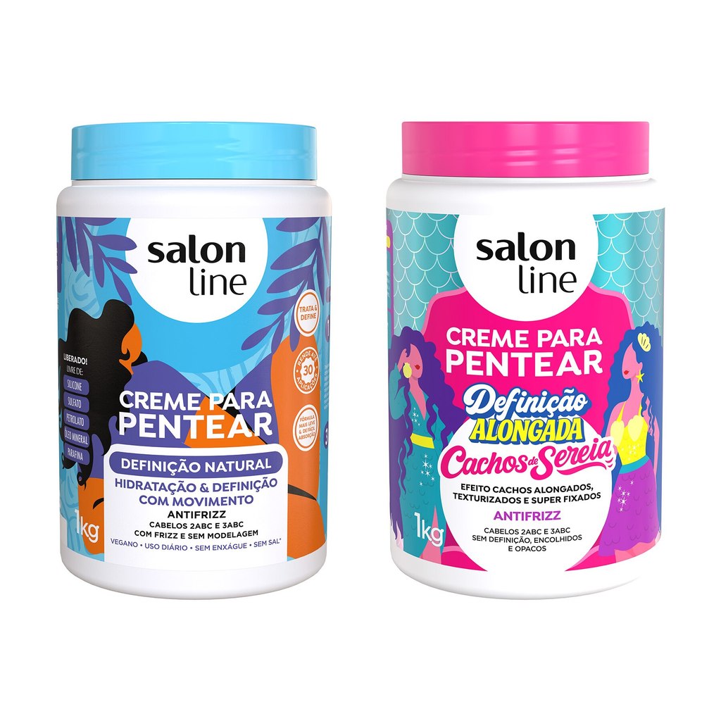 Kit 2 Cremes para Pentear Definição Natural e Cachos de Sereia em Oferta na Shopee