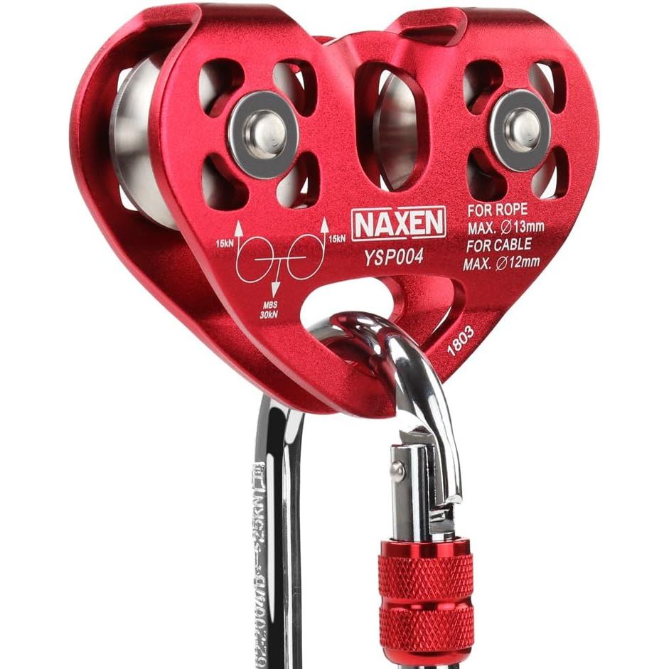 Polia de Zip Line NAXEN Tandem Speed Dual Trolley com Mosquetão de 25kN