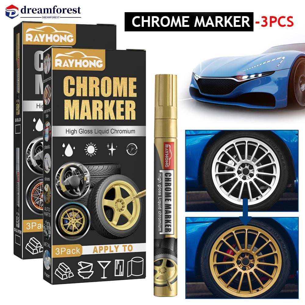 DREAMFOREST 3 Pçs/Set DIY Carro Caneta Marcadora Cromada De Tinta Permanente Bicicleta Motor Pneu Marcador De Borracha M
