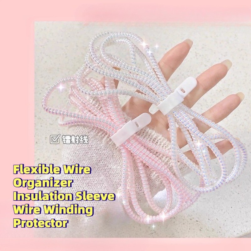 1.4M Laser USB Cabo Proteção Manga Rosa Espiral Ferida Flexível Fio Organizador Isolamento Enrolamento Protetor