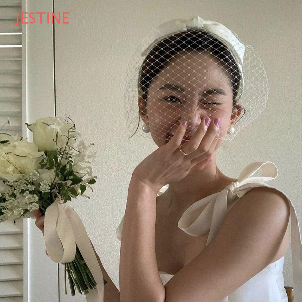 JESTINE Véus De Noiva , Arco De Cetim Branco Nupcial Headwear , Novo Estilo Francês Fada Elegante Tiara De Casamento