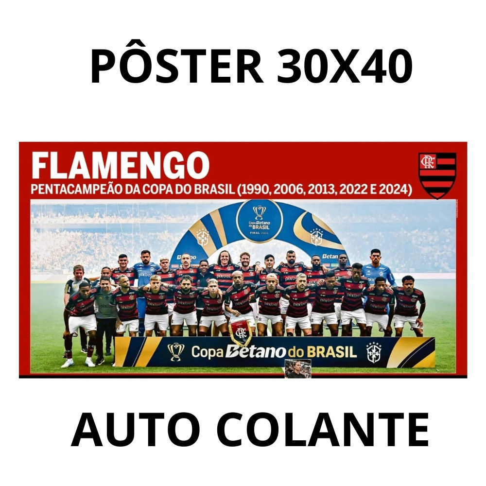 Pôster Flamengo Campeão Copa do Brasil 2024 Grande 30x40CM Adesivado