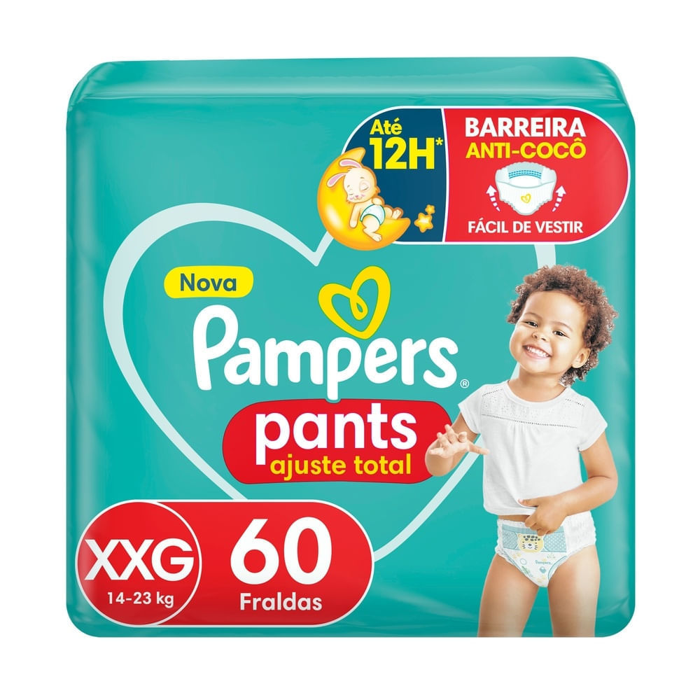 Fralda Pampers Pants Ajuste Total Tamanho XXG com 60 Unidades