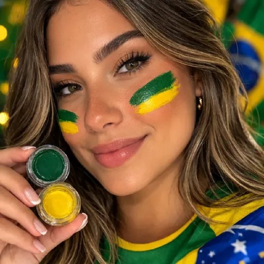 Tinta Facial Cremosa Verde e Amarela Copa do Mundo Torcida Brasil - Colormake