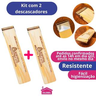 Kit com 2 Descascadores e Cortadores de Legumes ou Frutas Cabo de Madeira em Oferta na Shopee