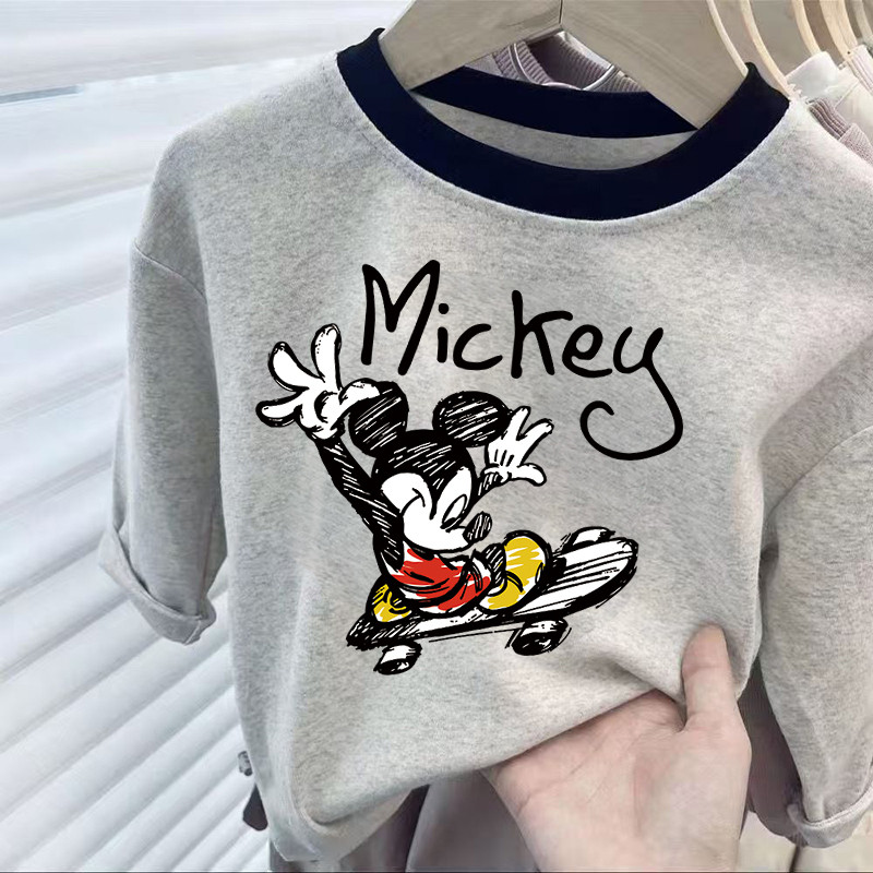 Crianças puro algodão camisetas de manga comprida médio pequeno crianças novo estilo meninos meninas topos moda bebê na 