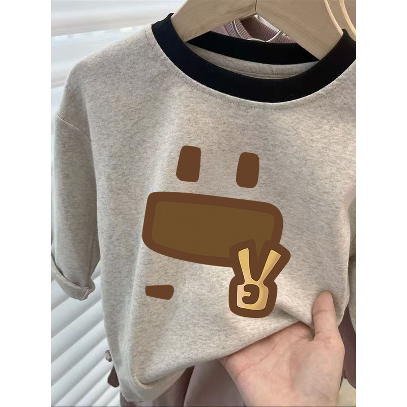Crianças puro algodão de manga comprida camisetas médio pequeno crianças novo estilo meninos meninas topos moda bebê na 