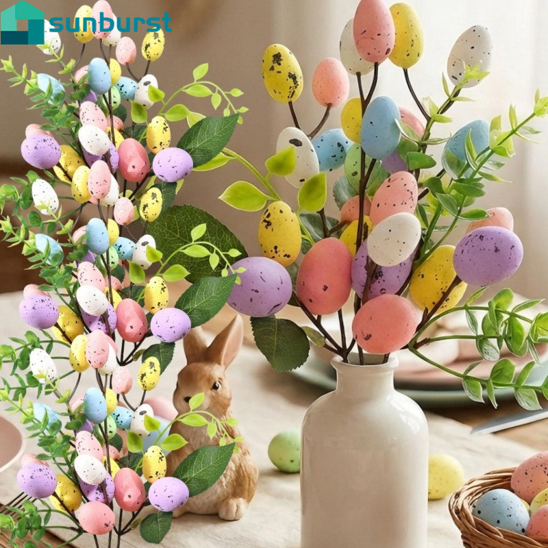 Buquê De Flores De Ovo De Páscoa De 3-1 Unidade-Cortes Simulados-Planta Falsa Artificial-Decoração De Festa-Ramo De DIY-