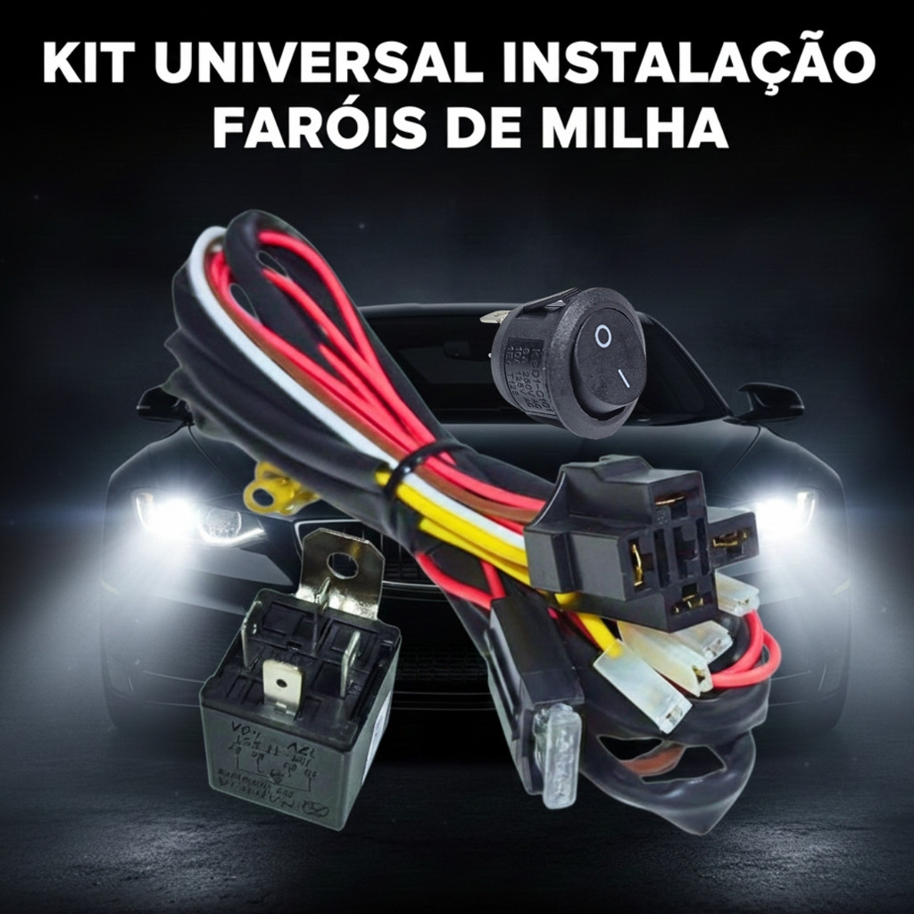 CHICOTE INSTALAÇÃO UNIVERSAL FAROL LED MILHA AUXILIAR 12 VOLTS