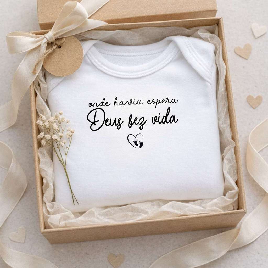 Body revelação gravidez biblico 100% algodão Deus fez vida em Oferta na Shopee