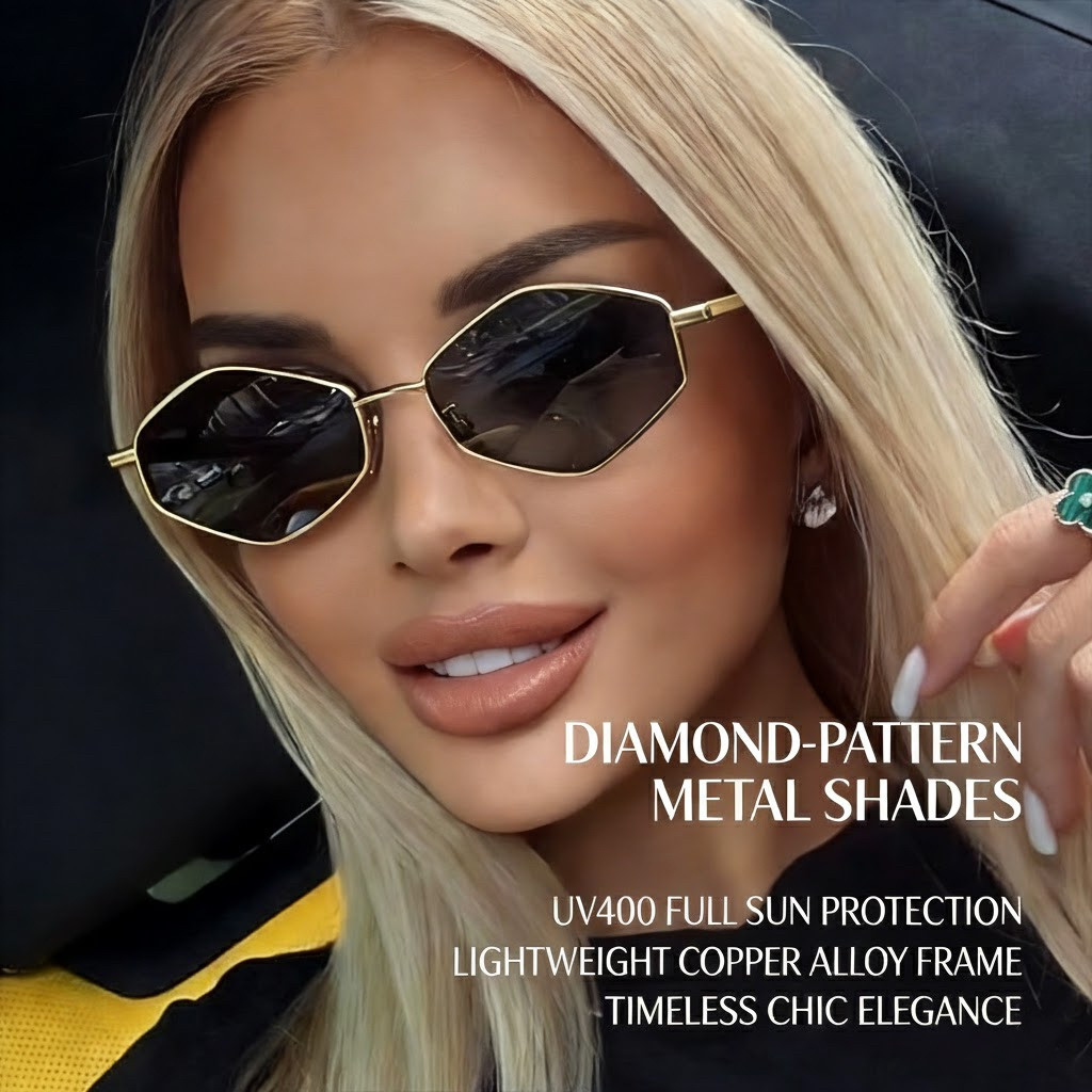 Óculos Femininos De Metal Com Corte De Diamante De Primavera 2025 – De Luxo Petite Frame UV400 Para Viagens E Uso Diário