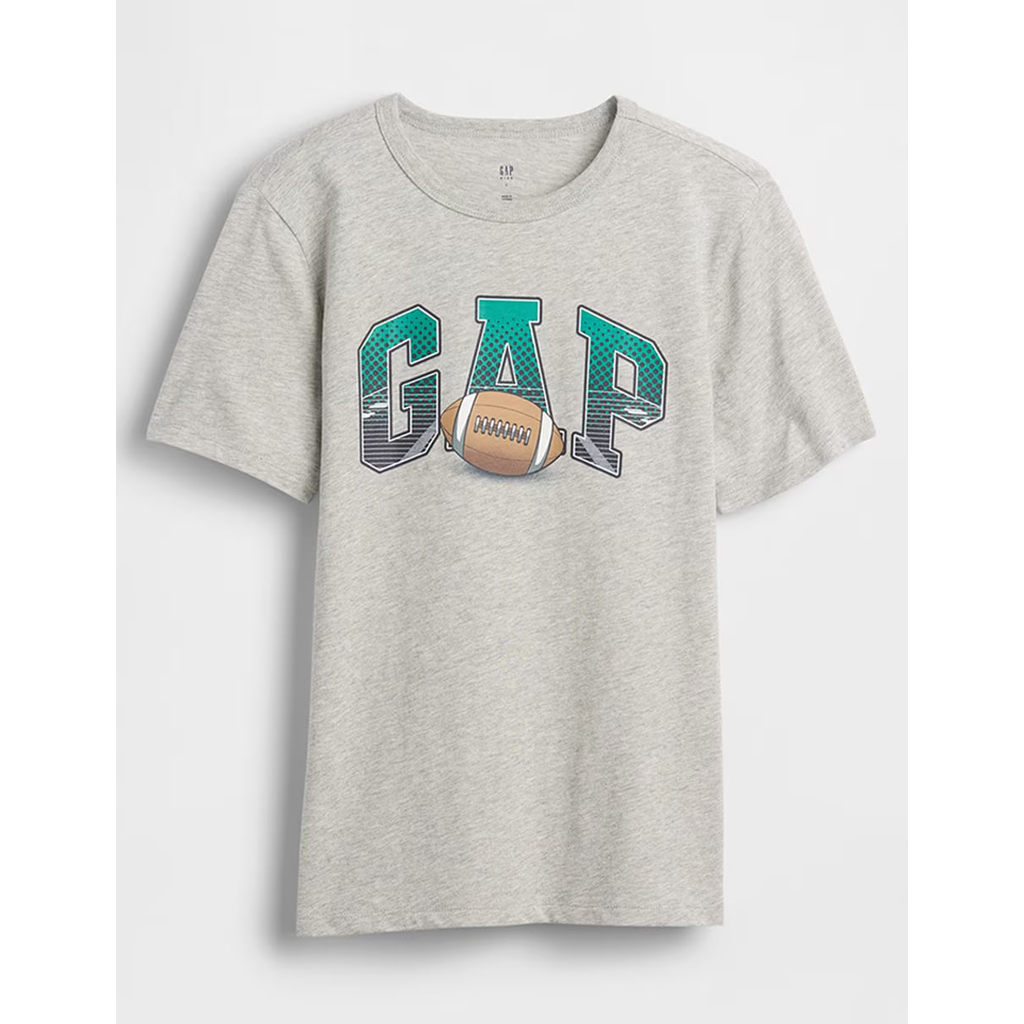 Camiseta Infantil, Cinza Futebol Americano, Logo Graphic Tee, Gap
