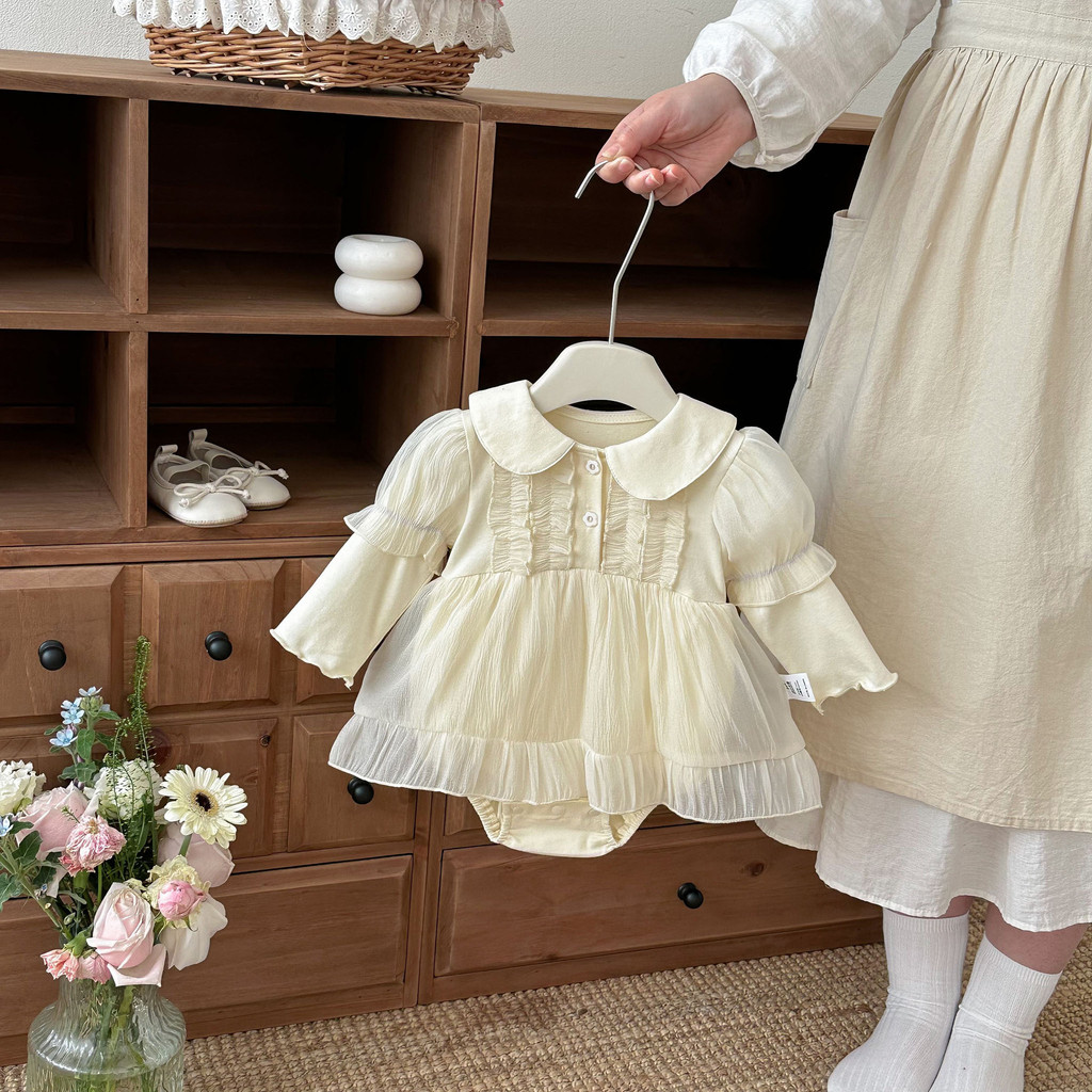 Roupas de bebê recém-nascido roupas de primavera versão coreana bebê menina um ano de idade vestido de princesa roupas d