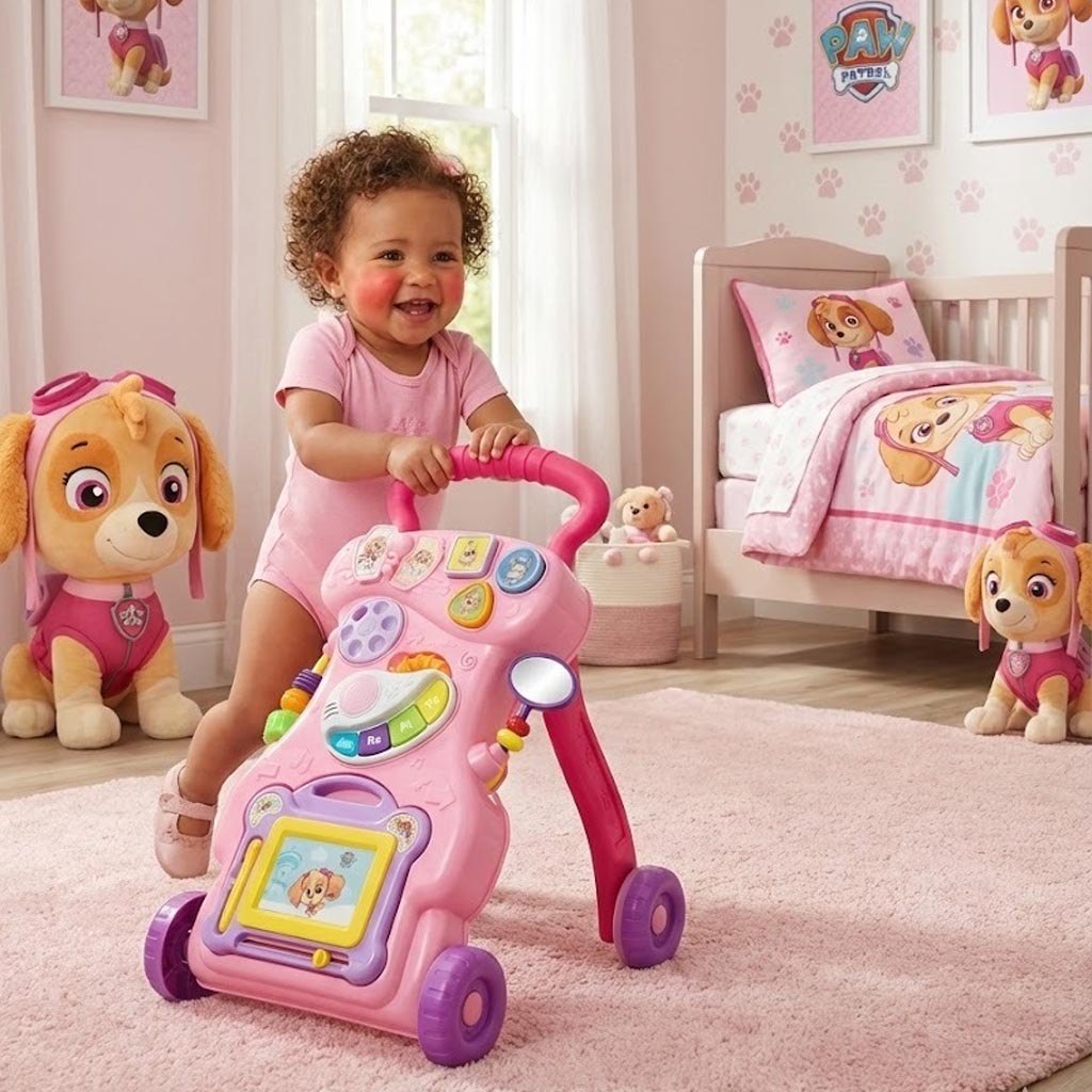 Andador Bebê Patrulha Canina Educativo Musical Didático Lousa Piano Som Atividades Antiderrapante