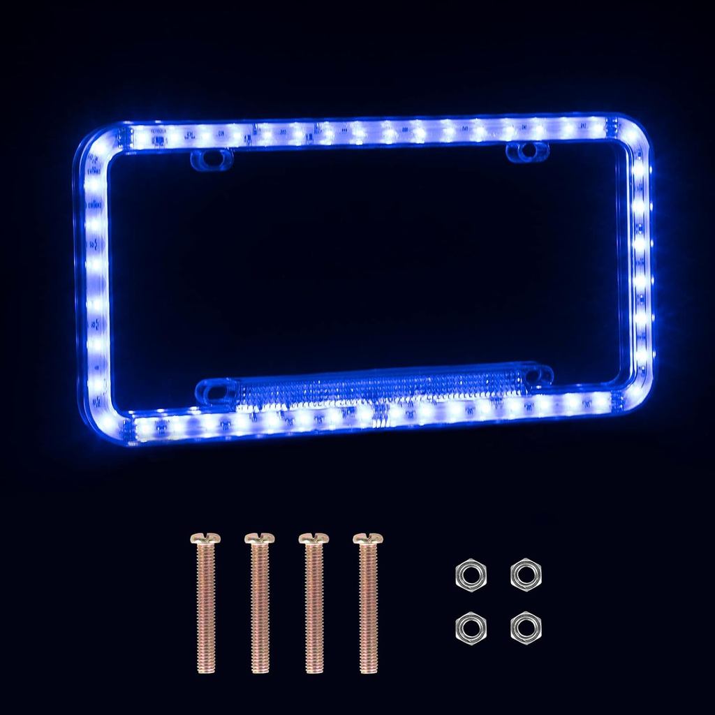 Moldura de Placa de Licença Auto 12 V 54 LED Luz Colorida Capa de Placa de Acrílico, 1 - Pacote, Luz Azul