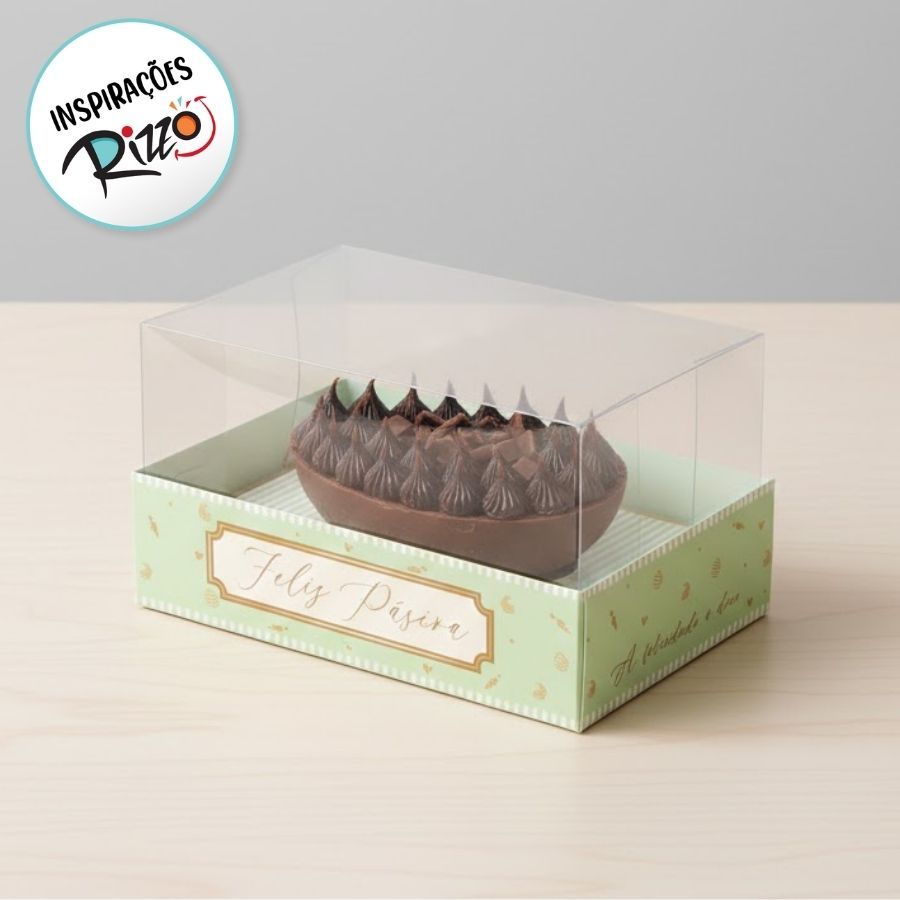 Caixa para Meio Ovo 350g de Páscoa - Horizonte - Quinn Verde - 6 unidades - Cromus - Rizzo em Oferta na Shopee