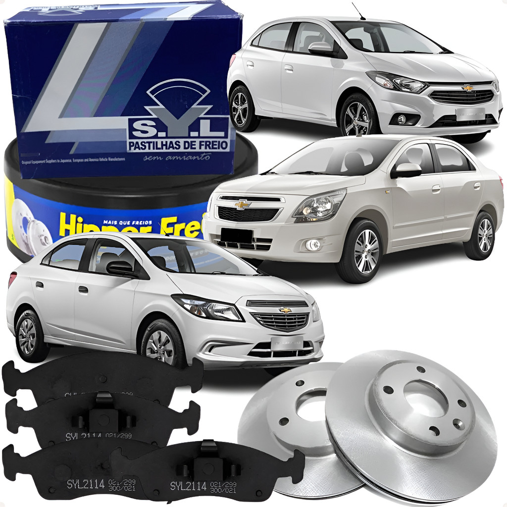 Jogo Disco + Pastilha Freio Chevrolet Onix Cobalt Prisma 1.0 1.4 S/ABS  2012 a 2022- MAG0059