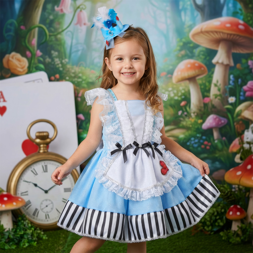 Fantasia Alice País Das Maravilhas Infantil Luxo + Cartola
