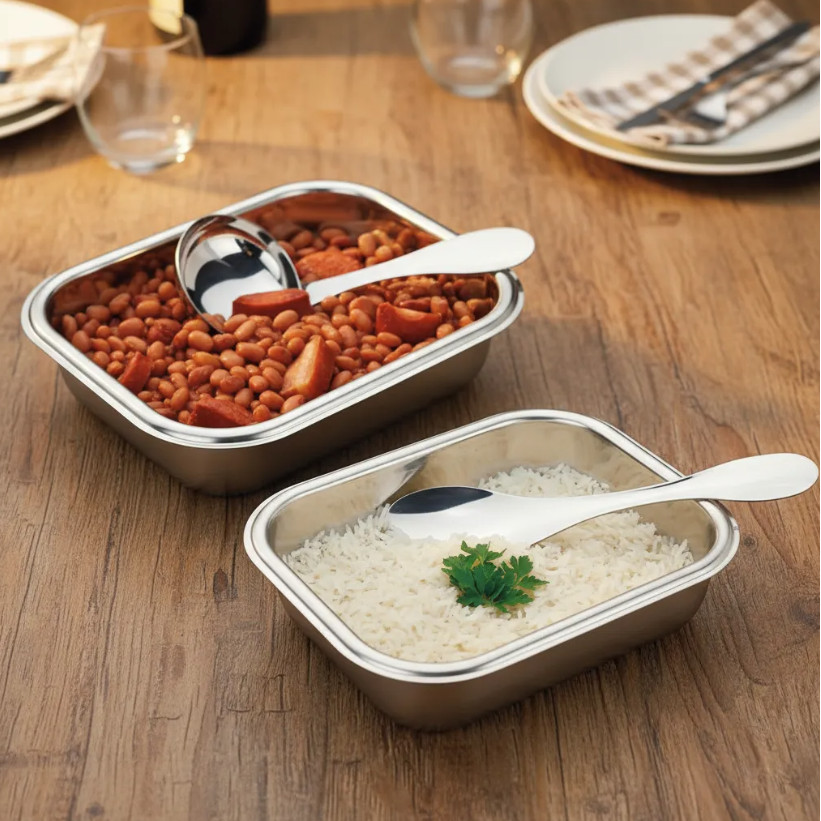 Conjunto Feijão Arroz 2 Travessas 1 Colher 1 Concha Cozinha