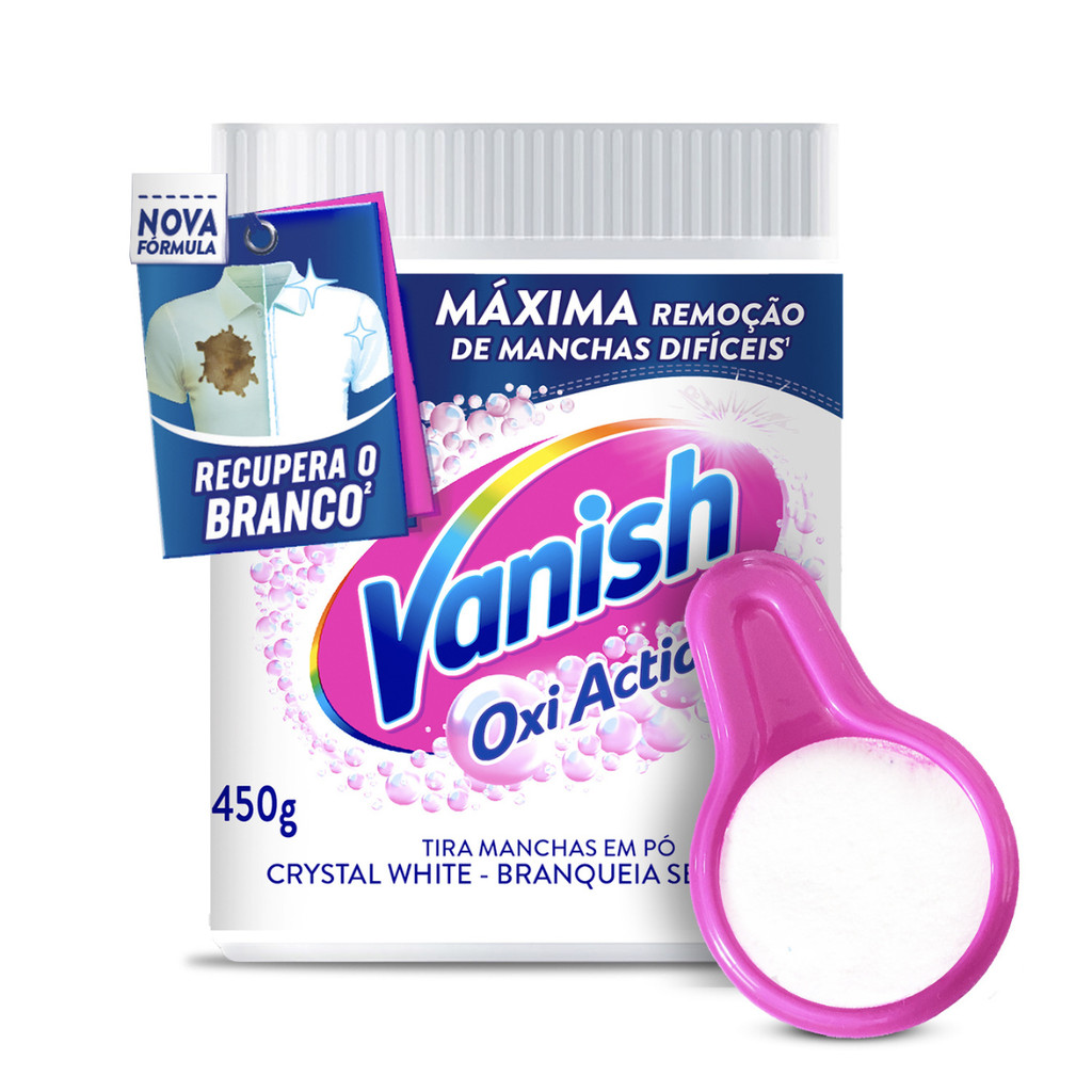 Kit com 2 Tira Manchas Vanish Oxi Crystal White 450Gr em Oferta na Shopee
