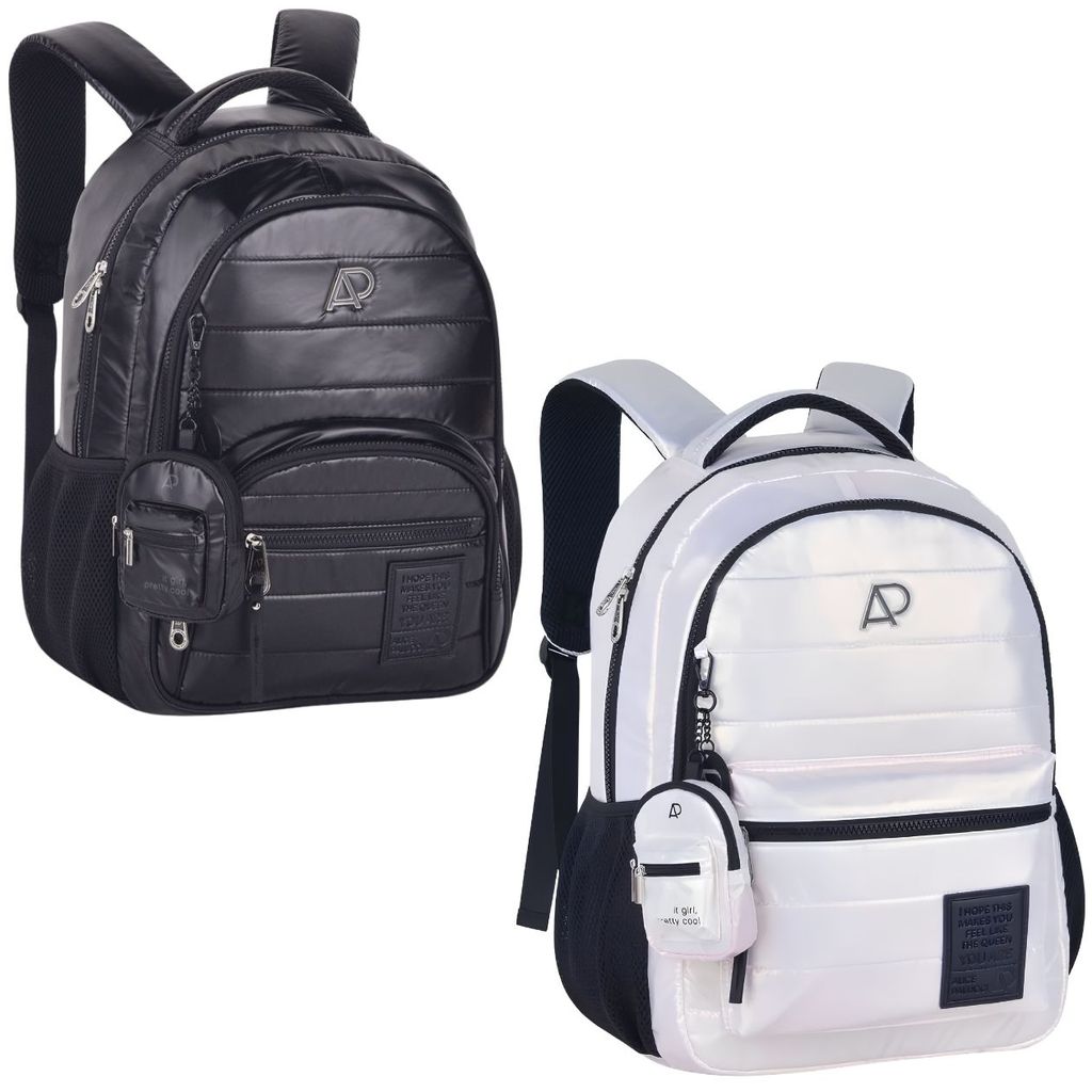 Mochila de Costas C/ Bolsos Laterais Compartimento Notebook Tablet Escolar Material Reforçado Feminino Juvenil