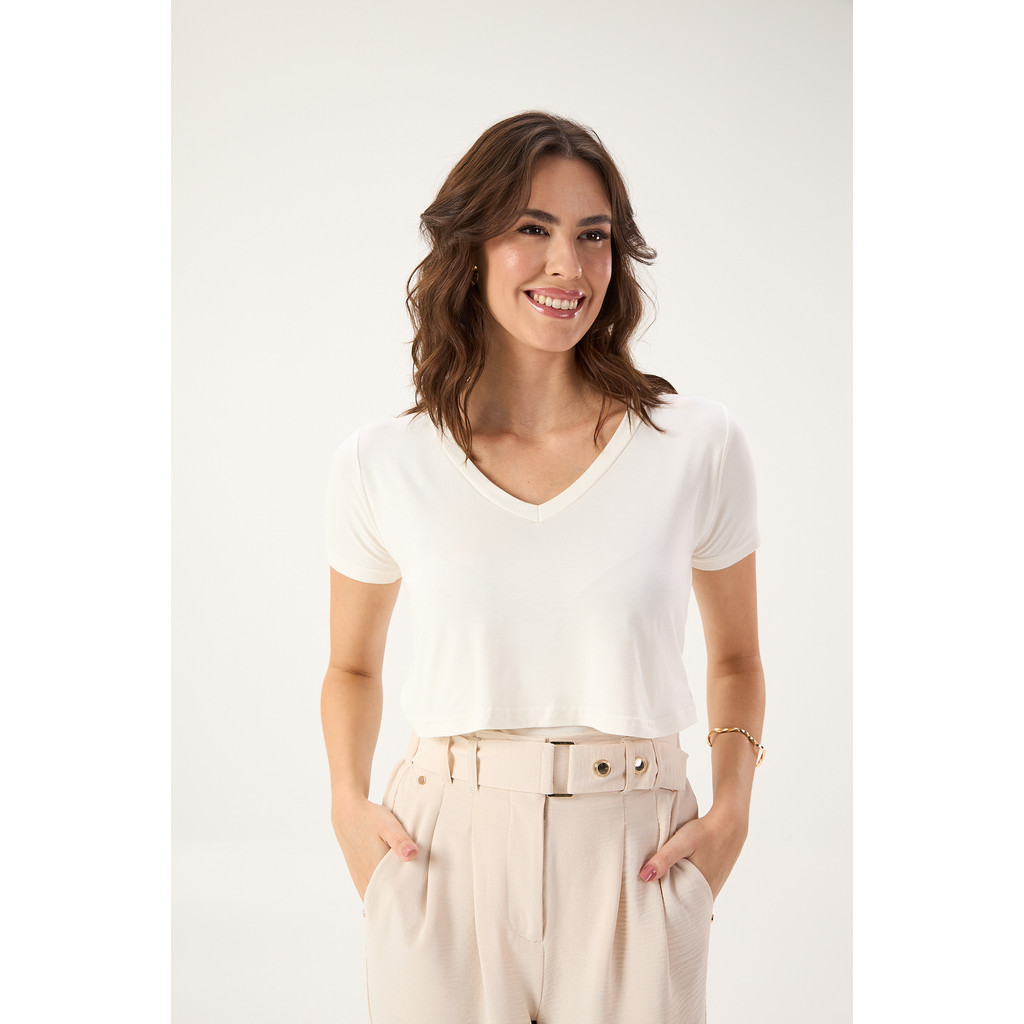 BLUSA DE AMAMENTAÇÃO GOLA V OFF WHITE em Oferta na Shopee